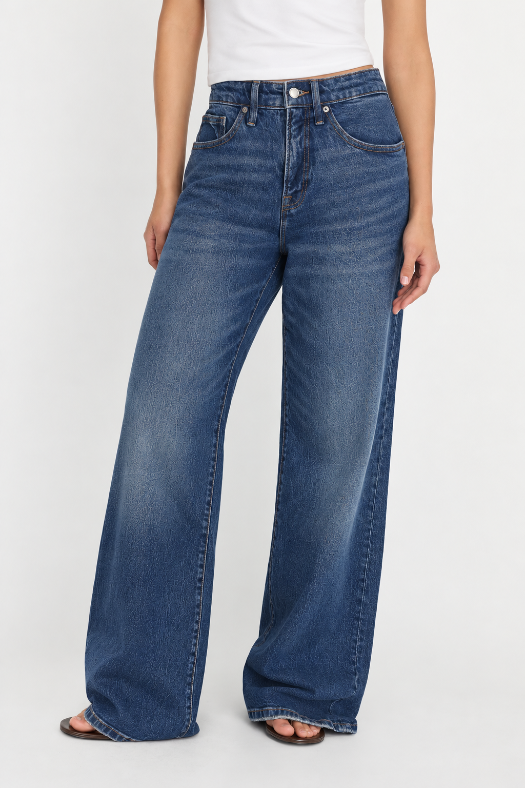 Women’s High-Waist Stretchy Wide-Leg Jeans, Soft Multi-Pocket Denim Pants for Everyday Wear