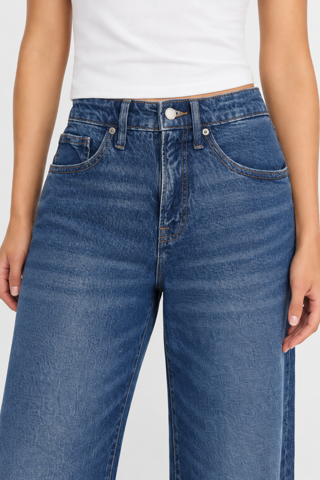 Women’s High-Waist Stretchy Wide-Leg Jeans, Soft Multi-Pocket Denim Pants for Everyday Wear