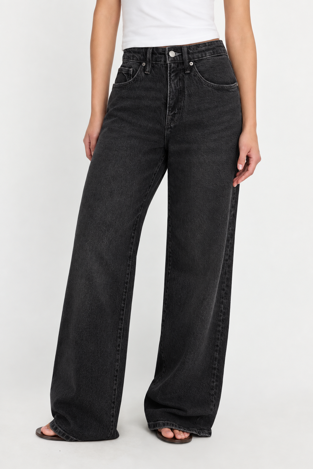 Women’s High-Waist Stretchy Wide-Leg Jeans, Soft Multi-Pocket Denim Pants for Everyday Wear