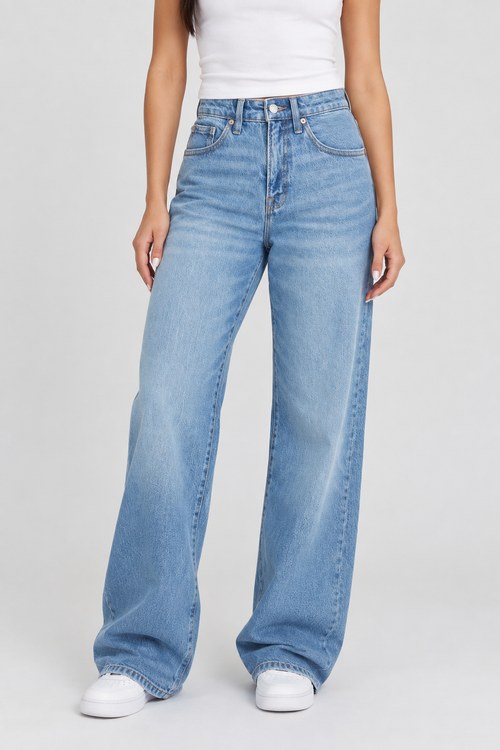 Women’s High-Waist Stretchy Wide-Leg Jeans, Soft Multi-Pocket Denim Pants for Everyday Wear