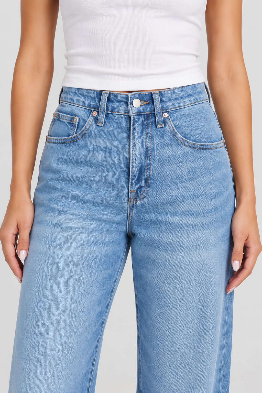 Women’s High-Waist Stretchy Wide-Leg Jeans, Soft Multi-Pocket Denim Pants for Everyday Wear