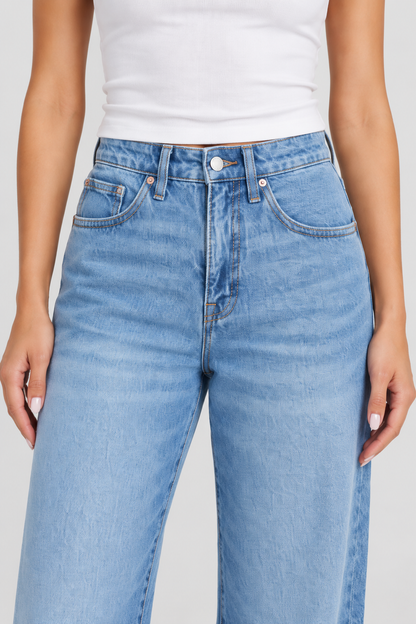 Women’s High-Waist Stretchy Wide-Leg Jeans, Soft Multi-Pocket Denim Pants for Everyday Wear