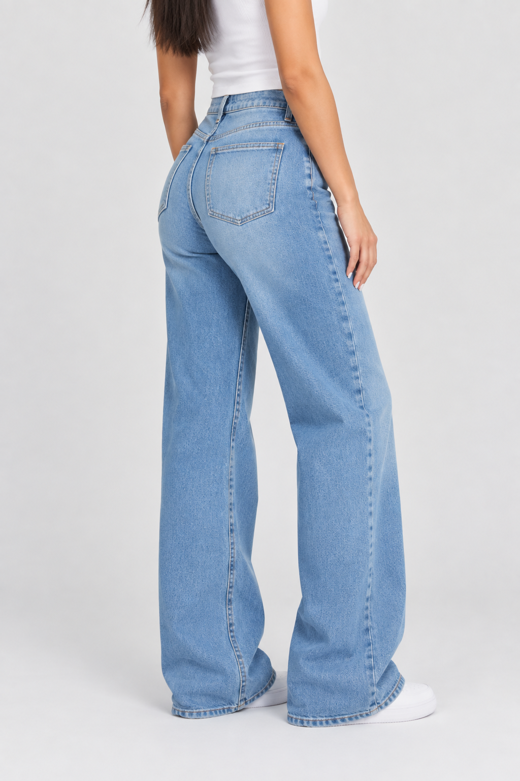 Women’s High-Waist Stretchy Wide-Leg Jeans, Soft Multi-Pocket Denim Pants for Everyday Wear