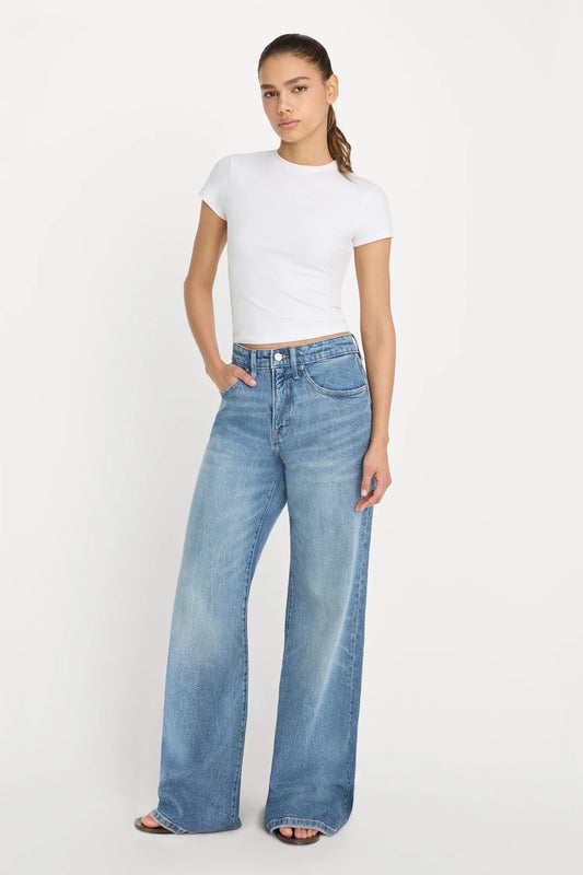 Women's Versatile High Waist Stretchy Denim Wide Leg Jeans, Flexible Multi-Pocket Trousers, Soft Wrinkle-Resistant Pants, Non-Shrinking Durable Streetwear, Figure Flattering Daily Outfits