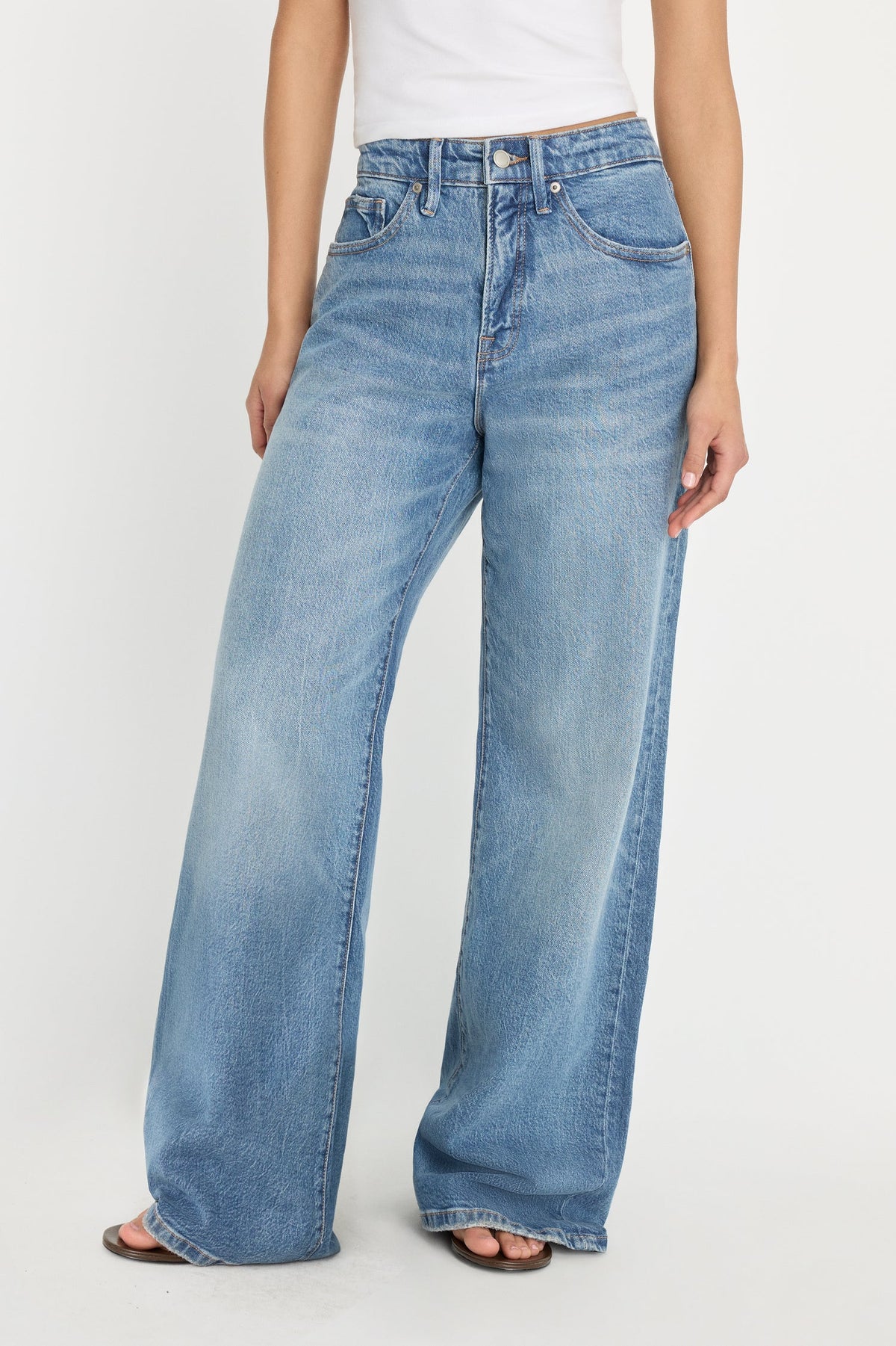 Women's Versatile High Waist Stretchy Denim Wide Leg Jeans, Flexible Multi-Pocket Trousers, Soft Wrinkle-Resistant Pants, Non-Shrinking Durable Streetwear, Figure Flattering Daily Outfits