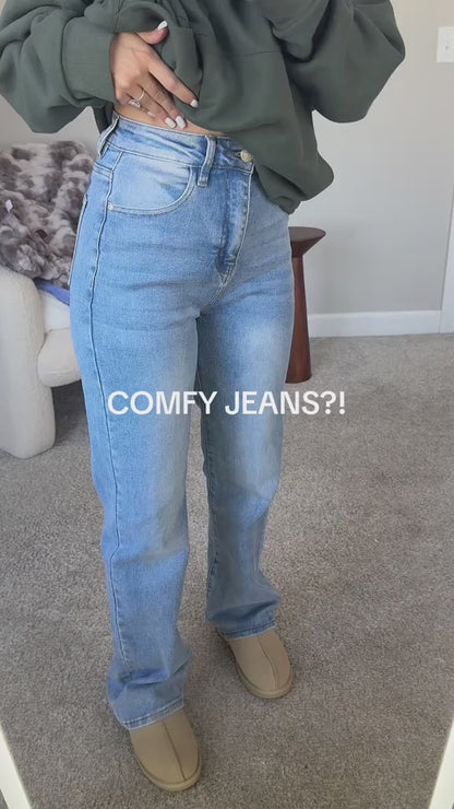Women's Versatile High Waist Stretchy Denim Wide Leg Jeans, Flexible Multi-Pocket Trousers, Soft Wrinkle-Resistant Pants, Non-Shrinking Durable Streetwear, Figure Flattering Daily Outfits
